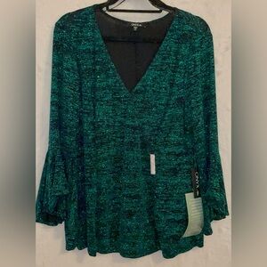 Onyx Nite Women's Shimmery Green Blouse